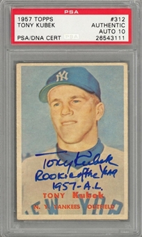 1957 Topps #312 Tony Kubek Signed Rookie Card - PSA/DNA GEM MT 10